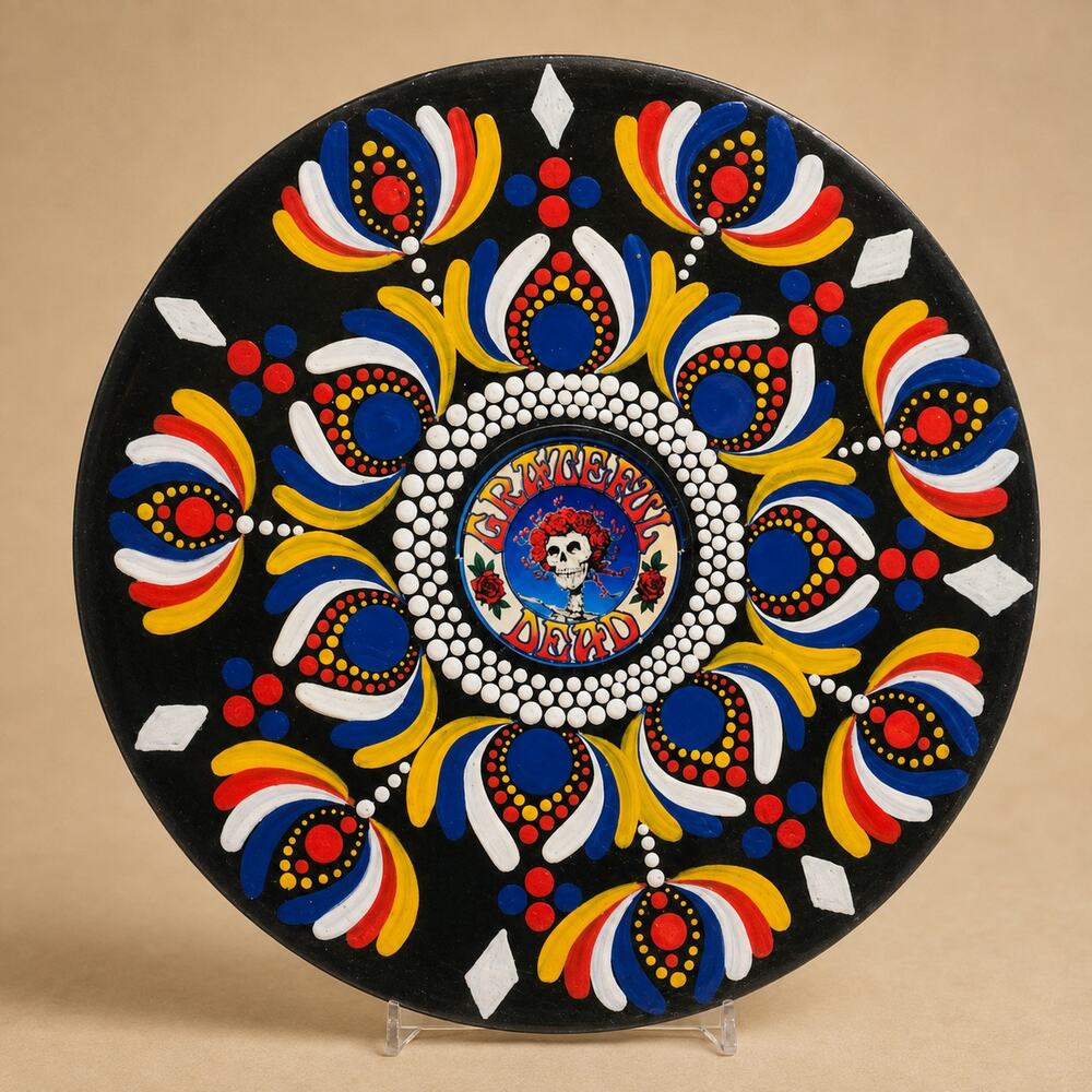 Grateful Dead Hand Painted 10 Inch Album Mandala Deadhead Wall Art